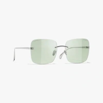 Chanel Square Blue Light Glasses In Metallic