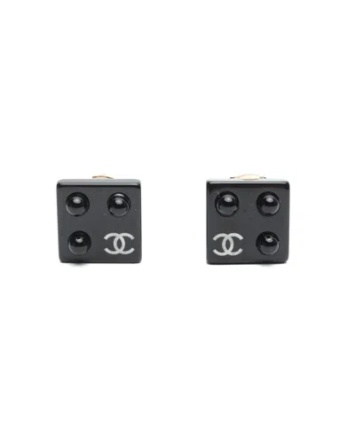 Pre-owned Chanel Square Clip-on Earrings In Black