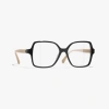 Chanel Square Eyeglasses In Black & Beige 