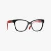 Chanel Square Eyeglasses In Black & Red 