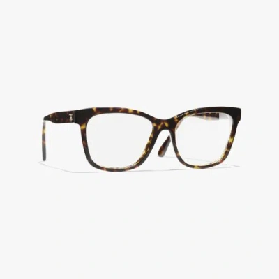 Chanel Square Eyeglasses In Dark Tortoise 