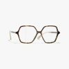 Chanel Square Eyeglasses In Dark Tortoise & Beige 
