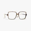 Chanel Square Eyeglasses In Dark Tortoise & Beige 
