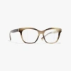 Chanel Square Eyeglasses In Striped Taupe 