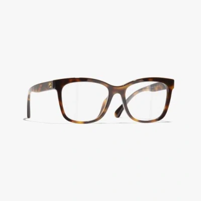 Chanel Square Eyeglasses In Tortoise & Brown