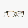 Chanel Square Eyeglasses In Yellow Tortoise & Brown 