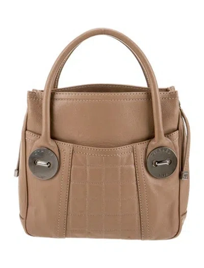 Pre-owned Chanel Square Quilt Button Tote In Brown