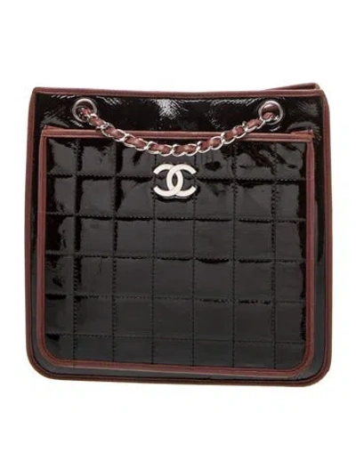 Pre-owned Chanel Square Quilt Cc Tote In Black