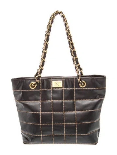 Pre-owned Chanel Square Quilt Cc Tote In Black