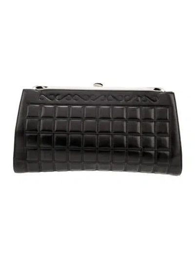 Pre-owned Chanel Square Quilt Frame Clutch In Black