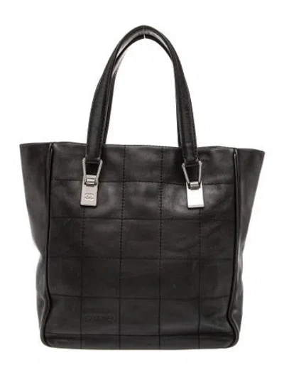 Pre-owned Chanel Square Quilt Lax Tote In Black