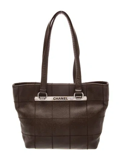 Pre-owned Chanel Square Quilt Lax Tote In Brown