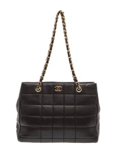 Pre-owned Chanel Square Quilt Shopping Tote In Black