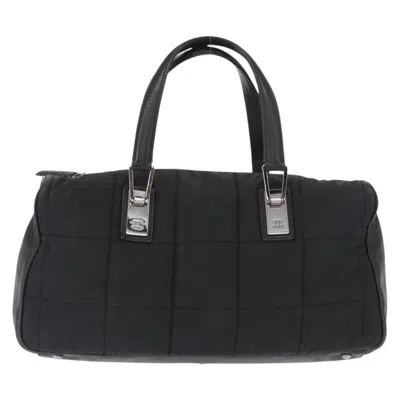 Pre-owned Chanel Square Stitch Boston Bag Quilted Nylon Black Nylon Travel Bag Bag ()