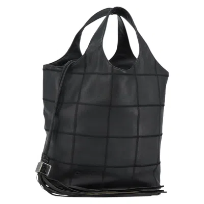 Pre-owned Chanel Square Stitch Tassel Hobo Quilted Leather Leather Handbag () In Black