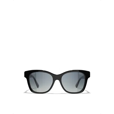 Pre-owned Chanel Womens Black Ch5482h Square-frame Acetate Sunglasses