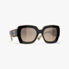 Chanel Square Sunglasses In Black & Beige 