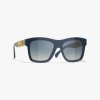 Chanel Square Sunglasses In Blue & Gray 