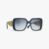 Chanel Square Sunglasses In Blue & Gray 
