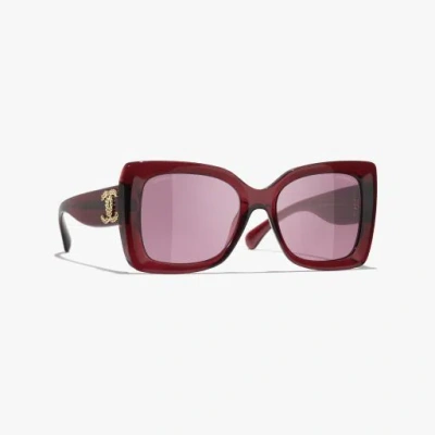 Chanel Square Sunglasses In Burgundy