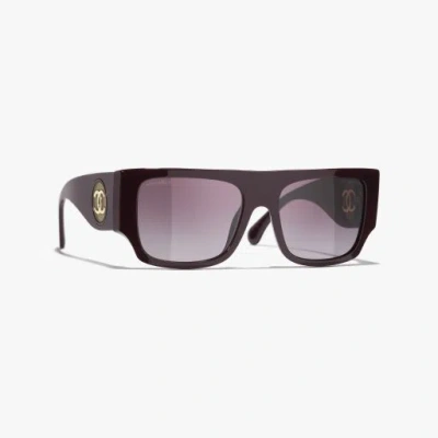 Chanel Square Sunglasses In Burgundy