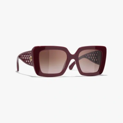 Chanel Square Sunglasses In Burgundy
