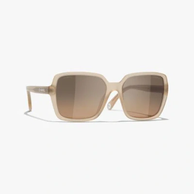 Chanel Square Sunglasses In Dark Beige 