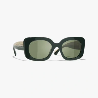 Chanel Square Sunglasses In Dark Green
