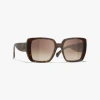 Chanel Square Sunglasses In Dark Tortoise 
