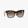 Chanel Square Sunglasses In Dark Tortoise 
