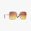 Chanel Square Sunglasses In Gold 