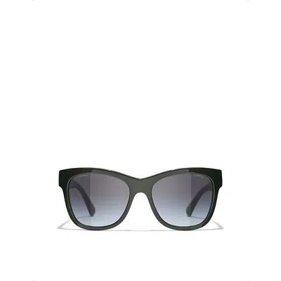 Pre-owned Chanel Womens Green Ch5380 Square-frame Acetate Sunglasses