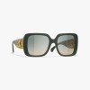 Chanel Square Sunglasses In Khaki & Green 