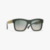 Chanel Square Sunglasses In Khaki & Green 