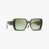 Chanel Square Sunglasses In Striped Green 