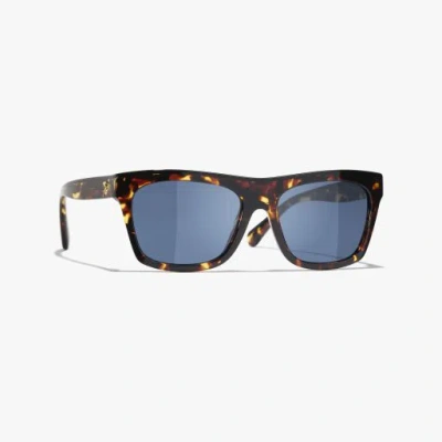 Chanel Square Sunglasses In Tortoise & Black