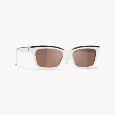 Chanel Square Sunglasses In White & Black