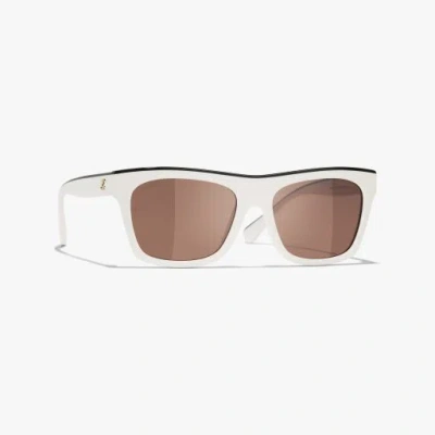 Chanel Square Sunglasses In White & Black