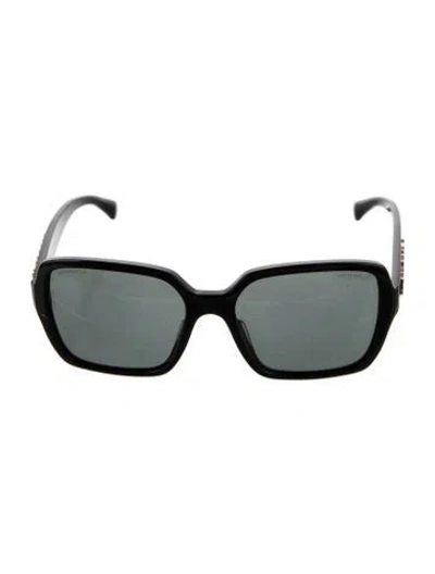 Pre-owned Chanel Square Tinted Sunglasses In Black