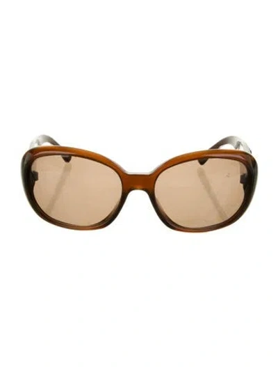 Pre-owned Chanel Square Tinted Sunglasses In Brown