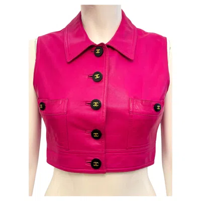 Pre-owned Chanel S/s 1995 Barbie Collection Rare Pink Lambskin Leather Vest