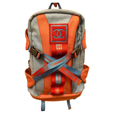 Pre-owned Chanel S/s 2002 Nylon Logo Runway Backpack In Brown