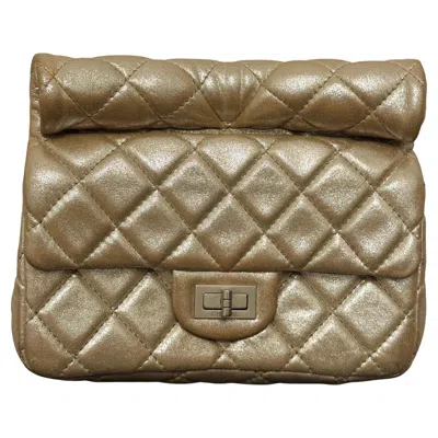 Pre-owned Chanel S/s 2011 Reissue Metallic Gold Calfskin Roll Clutch In Brown