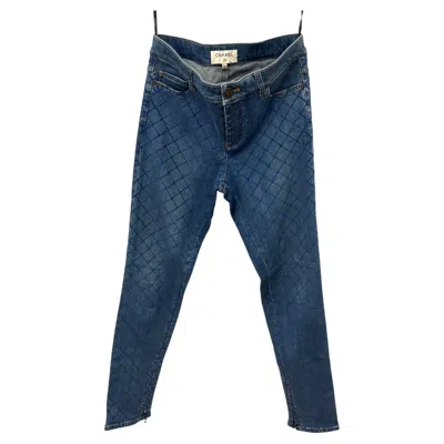 Pre-owned Chanel S/s 2018 Blue Quilted Stretchy Jeans By Karl Lagerfeld