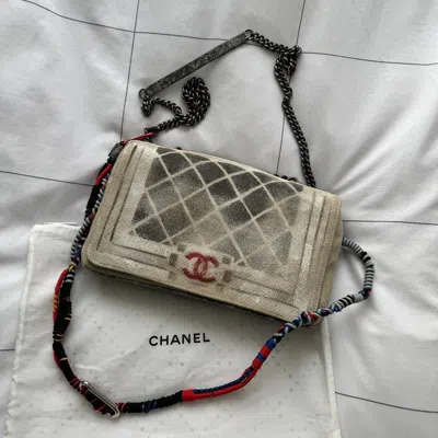 Pre-owned Chanel Ss14 Artclass Graffiti Trompe L‘oeil Le Boy Bag Ultra In Multicolor