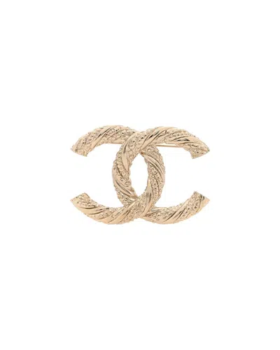 Pre-owned Chanel Stainless Steel & 18k Cc Brooch (authentic Pre-loved)
