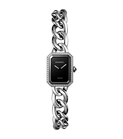 Pre-owned Chanel Stainless Steel Première Gourmette Chain Watch In Black