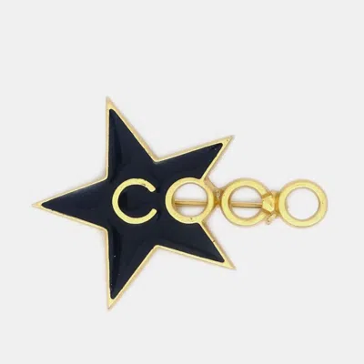 Pre-owned Chanel Star Coco Brooch Pin Black