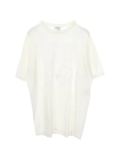 Pre-owned Chanel Star Coco Mark Oversize Short Sleeve T-shirt In White