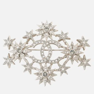Pre-owned Chanel Star Rhinestone Brooch Gold Plated Rhinestone